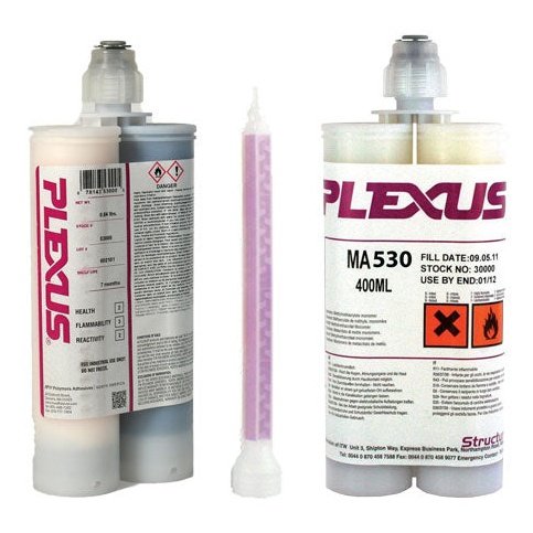 Plexus MA530 (53000 Gray & 53500 White) Non-Sag Gel, 30-Minute MMA Adhesive for Metals & Composites
