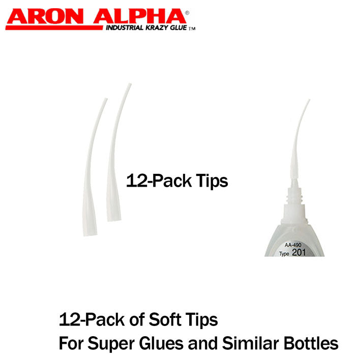 Aron Alpha-Soft Dispensing Tips (Push-On & Luer-Lock) (12-Pk) for Small-Diameter Super Glue bottles
