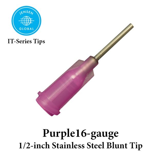 Jensen Industrial Dispensing Tips (Push-On & Luer-Lock) Family - Steel 1/2-Inch Purple 16-Gauge