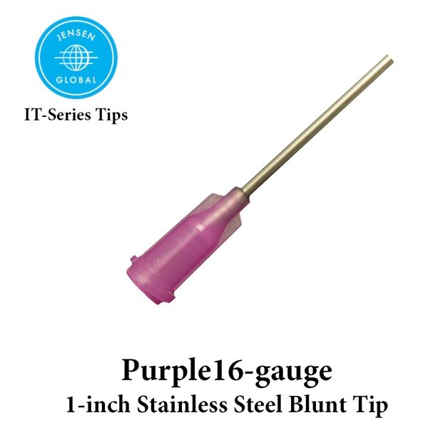 Jensen Industrial Dispensing Tips (Push-On & Luer-Lock) Family - Steel 1-Inch Purple 16-Gauge