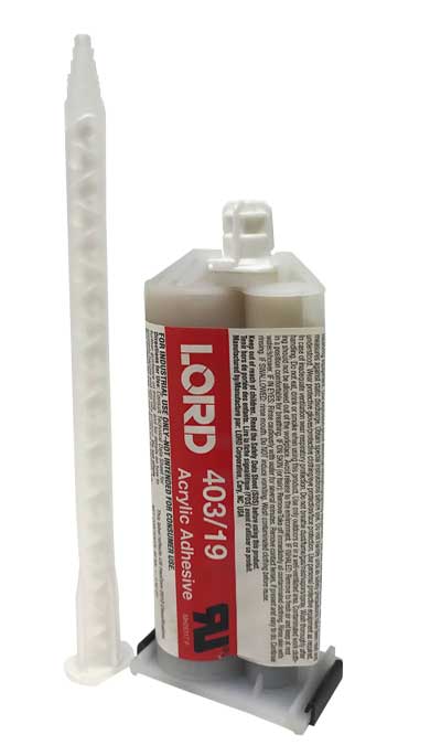 LORD 403/19  Super Fast Set 2-4 minute, Thick Gel, Low Temperature Resistant, Non-Sag acrylic adhesives