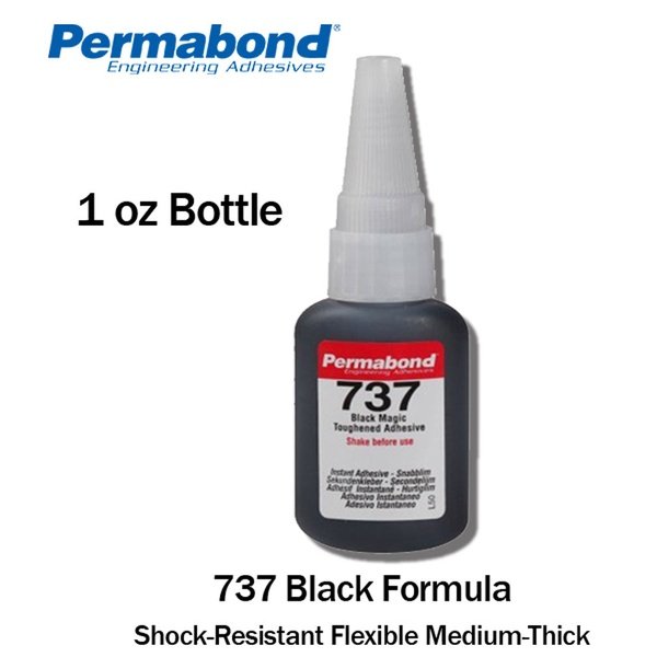 Permabond 737 (1oz bottle) Instant Adhesive-Black Magic Gel-Toughened & Flexible Temp-Resistant-Gap Filling
